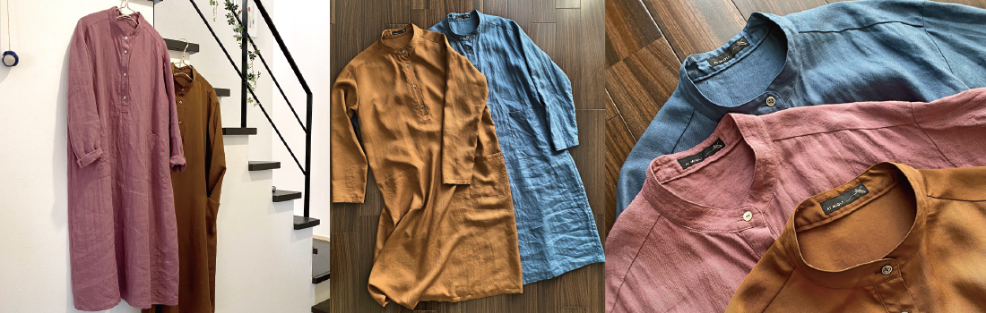 スタンドカラーワンピース